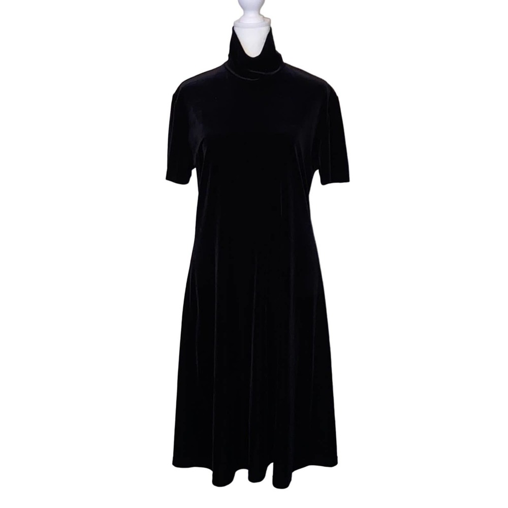 British Khaki Vintage Velour Mock Neck Dress
